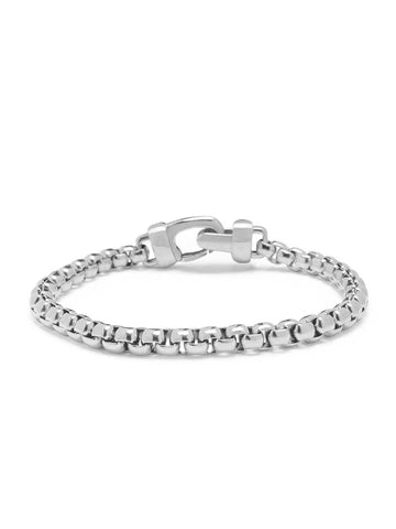 Nialaya Men's Chain Bracelet Silver Box Chain Classic Bracelet Silver Box Chain Classic Bracelet